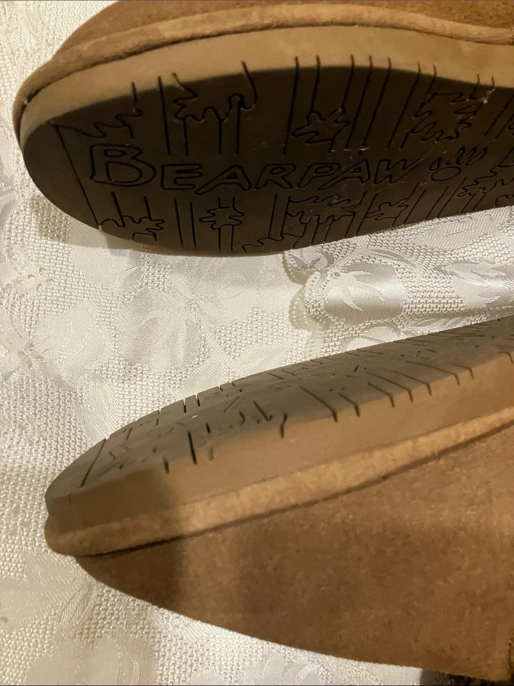 BearPaw Tan Suede and Charcoal Knit Winter Boots